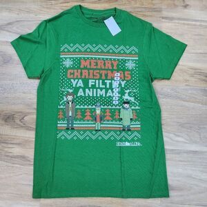 🔸️NWT Home Alone Green Merry Christmas Ya Filthy Animal Short Sleeve Shirt Men'